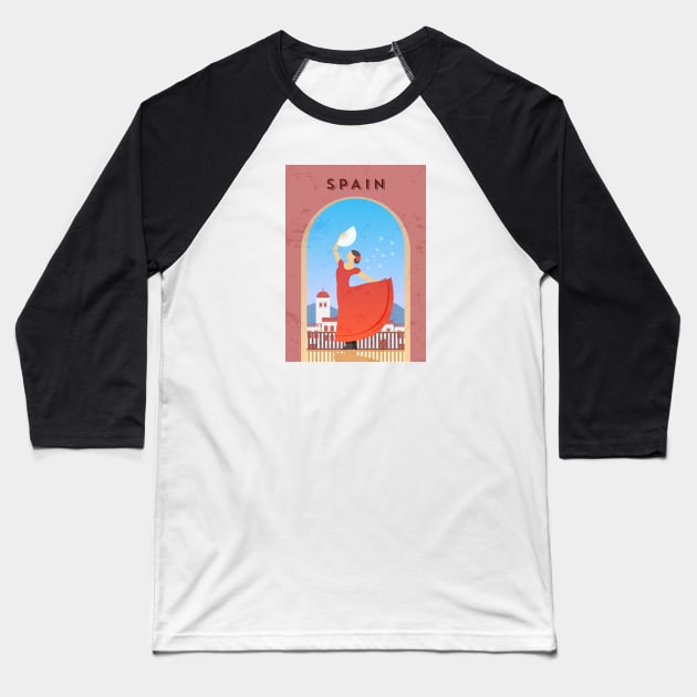 Spain. Retro travel poster Baseball T-Shirt by GreekTavern